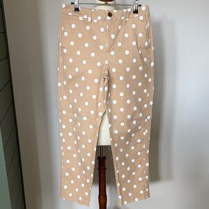 J. Crew Tan Polka Dot Girlfriend Chinos